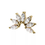 14K Gold Threadless Fan Shape Marquise CZ Top