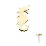 14K Gold Threadless Seahorse Top