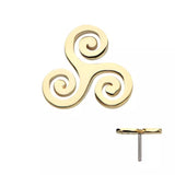 14K Gold Threadless Celtic Triskelion Top