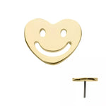 14K Gold Threadless Happy Heart Top