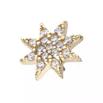 14K Gold Threadless Pave CZ Octagram Star Top