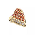 14K Gold Threadless Santa Hat Pave Red CZ Top