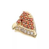 14K Gold Threadless Santa Hat Pave Red CZ Top