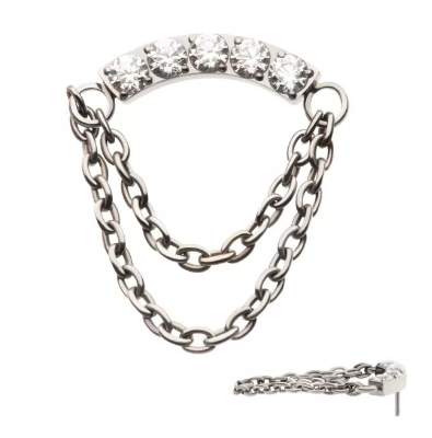 Titanium 5-Cluster CZ Curved 2 Chains Top (2 options)