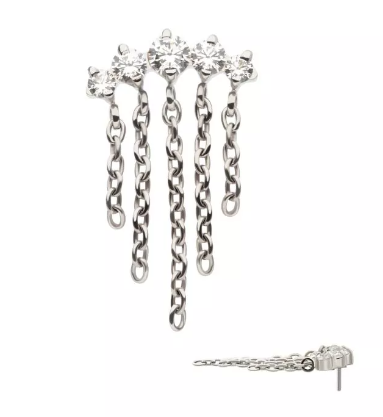 Titanium 5-CZ Cluster Dangle Chains Top (2 colors)