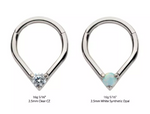 Titanium Prong Set Round CZ/Opal Front Facing Clicker (2 colors)