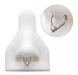 Titanium Prong Set Round CZ/Opal Front Facing Clicker (2 colors)