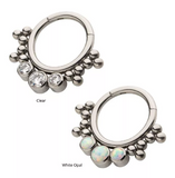 Titanium 3 Bezel Set CZ/Opal & Beads Front Facing Clicker (2 colors)