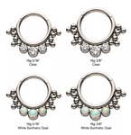 Titanium 3 Bezel Set CZ/Opal & Beads Front Facing Clicker (2 colors)