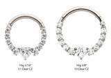 Titanium Cluster Prong Set Round CZ & Heart CZ Front Facing Clicker