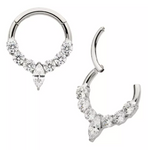 Titanium Cluster Prong Set Round CZ & Marquise CZ Front Facing Clicker