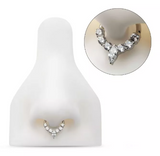 Titanium Cluster Prong Set Round CZ & Marquise CZ Front Facing Clicker