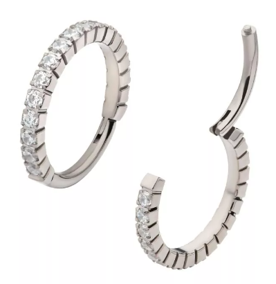 Titanium Prong Set Full CZ Side Facing Clicker