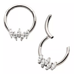 Titanium 5 Prong Set Marquise CZ Front Facing Clicker