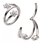 Titanium Double Ended Twist Flower CZ Side Facing Clicker