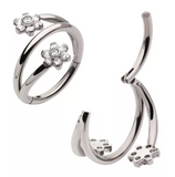 Titanium Double Ended Twist Flower CZ Side Facing Clicker