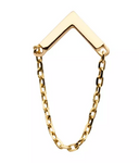 14K Gold Threadless Arrow Chain Dangle Top