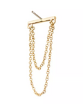 14K Gold Threadless Bar 2 Chains Dangle Top