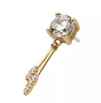 14K Gold Threadless Prong CZ & CZ Bars Dangle Top (2 colors)