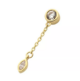 14K Gold Threadless Bezel CZ/Opal & Marquise Chain Dangle Top (3 colors)