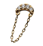 14K Gold Threadless CZ Cresent & Chains Dangle Top