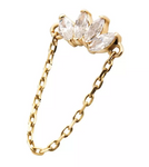 14K Gold Threadless 4 Marquise CZ & Chain Dangle Top