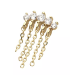 14K Gold Threadless 5 Round CZ Chains Dangle Top