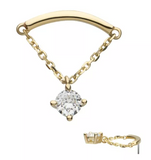 14K Gold Threadless Curve Bar & Prong CZ Dangle Top (Hidden Helix Option)