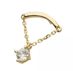 14K Gold Threadless Curve Bar & Prong CZ Dangle Top (Hidden Helix Option)