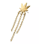 14K Gold Threadless Pot Leaf & Chains Dangle Top