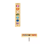 14K Gold Threadless Prong Rainbow CZ Bar Top