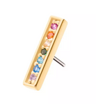 14K Gold Threadless Prong Rainbow CZ Bar Top