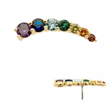 14K Gold Threadless Curve Cluster Prong-Set Rainbow CZ Top (2 options)