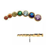 14K Gold Threadless Curve Cluster Bezel-Set Rainbow CZ Top (2 options)