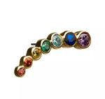 14K Gold Threadless Curve Cluster Bezel-Set Rainbow CZ Top (2 options)