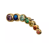 14K Gold Threadless Curve Cluster Bezel-Set Rainbow CZ Top (2 options)