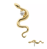 14K Gold Threadless Snake & CZ Top