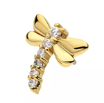 14K Gold Threadless Dragonfly CZ Top