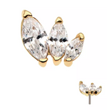 14K Gold Threadless Descending Marquise CZ Top