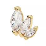 14K Gold Threadless Descending Marquise CZ Top