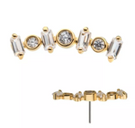 14K Gold Threadless Baguette & Round CZ Top