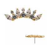 14K Gold Threadless Marquise & Round Cluster CZ Top