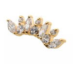 14K Gold Threadless Marquise & Round Cluster CZ Top