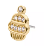 14K Gold Threadless Cupcake Pave CZ Top