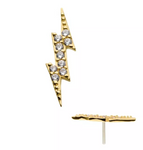 14K Gold Threadless Lightning Bolt CZ Top