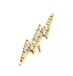 14K Gold Threadless Lightning Bolt CZ Top