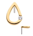 14K Gold Threadless Cut-Out Teardrop CZ Top