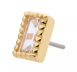 14K Gold Threadless Rectangle Baguette CZ Top