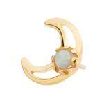 14K Gold Threadless Hollow Moon Opal/CZ Top (2 colors)