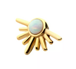 14K Gold Threadless Half Sunburst White Opal Top